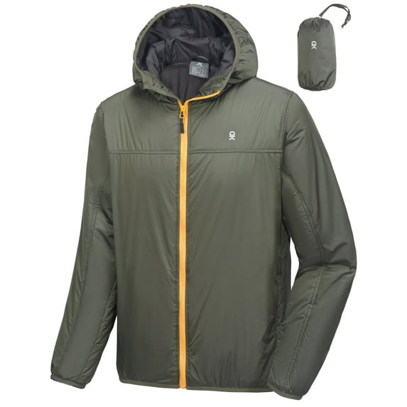 Little Donkey Andy Men's Waterproof Winter Jacket, Lightweight Warm Thermal Outdoor Shell with Hood for Hiking Travel Golf Type B Insulation Army Green XL