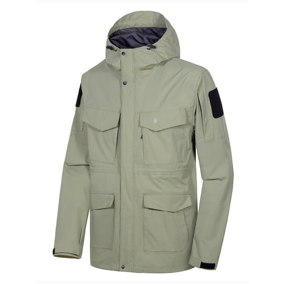 Little Donkey Andy Men's Waterproof Work Rain Jacket 12 Pockets Lightweight Outdoor Hiking Windbreaker Rain Coat Size L