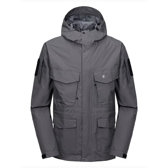 Little Donkey Andy Men's Waterproof Work Rain Jacket 12 Pockets Lightweight Outdoor Hiking Windbreaker Rain Coat Size L