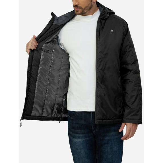 Little Donkey Andy Men's Winter Heat Reflective Jackets Water-Resistant Detachable hooded Insulated Thermal Ski Snow Coat Black XL