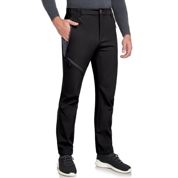 Little Donkey Andy Men's Winter Snow Pants - Softshell Insulated, Fleece Lined & Water Resistant for Hiking Ski, Black Size M