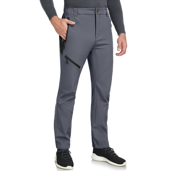 Little Donkey Andy Men's Winter Snow Pants - Softshell Insulated, Fleece Lined & Water Resistant for Hiking Ski, Grey Size XL