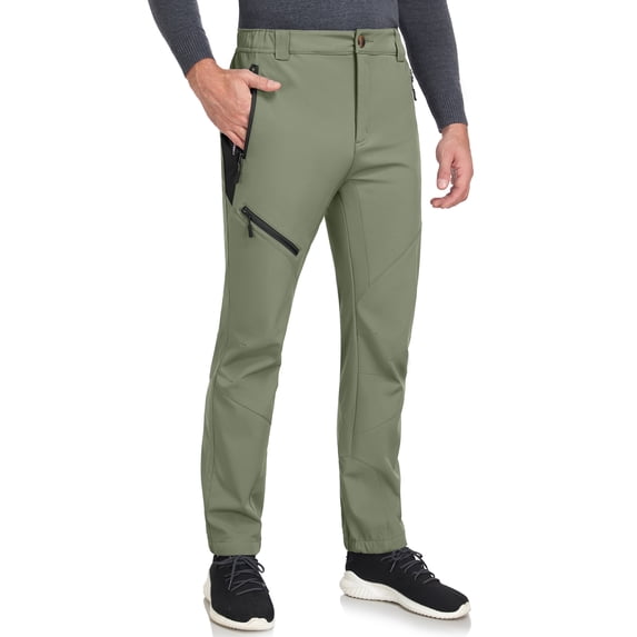 Little Donkey Andy Men's Winter Snow Pants - Softshell Insulated, Fleece Lined & Water Resistant for Hiking Ski, Sage Size S