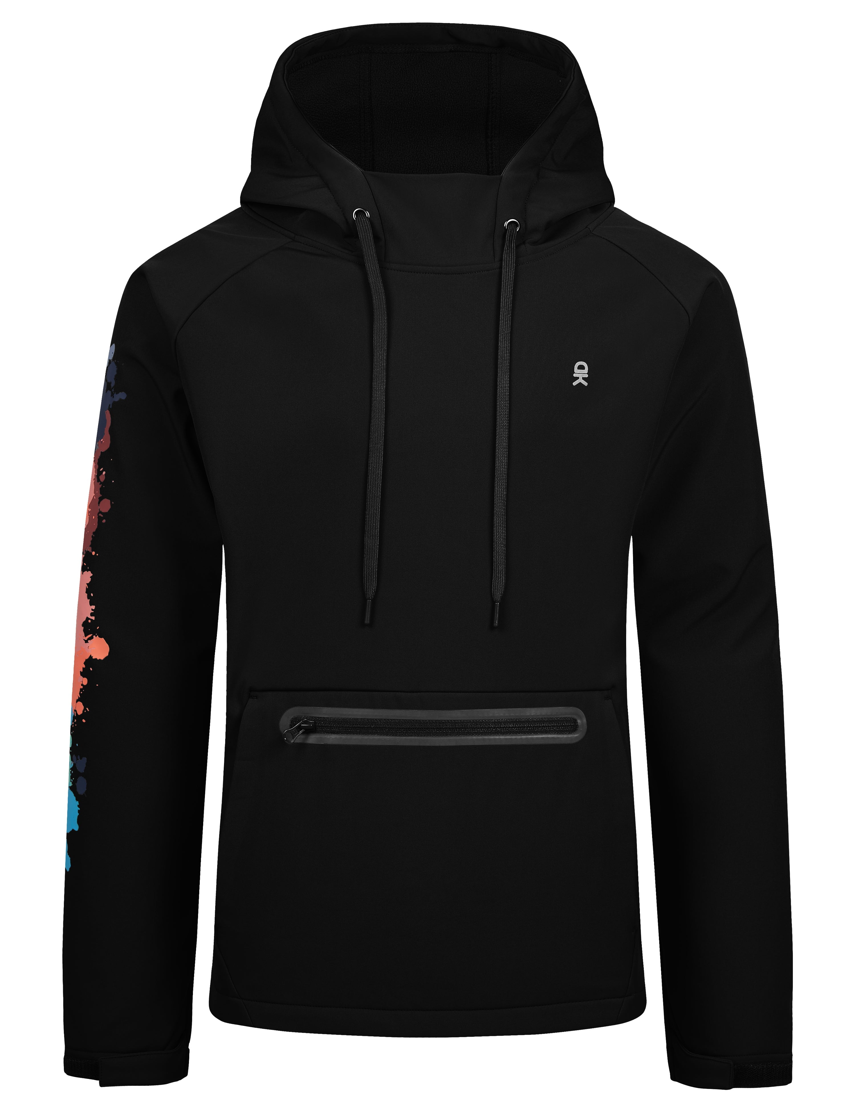 Little Donkey Andy Mens Fleece Hoodies Water Repellent, Thermal Insulation Pullover Hooded Sweatshirt UPF50+ (Black L)