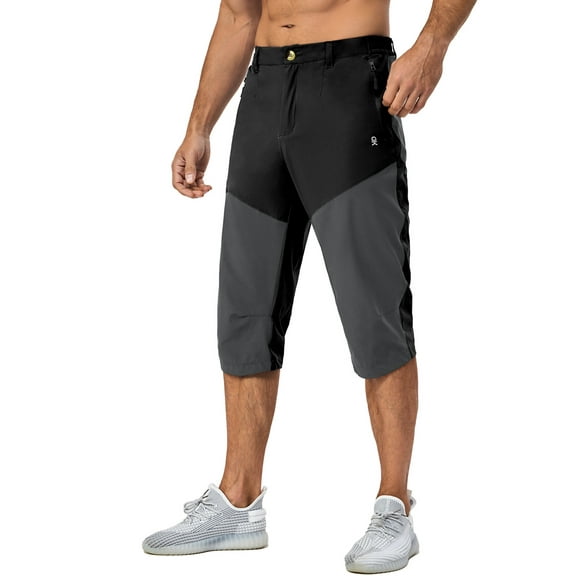 Little Donkey Andy Mens Hiking Pants Quick Dry 3/4 Pants Capri Shorts Lightweight for Travel Casual (Black S)