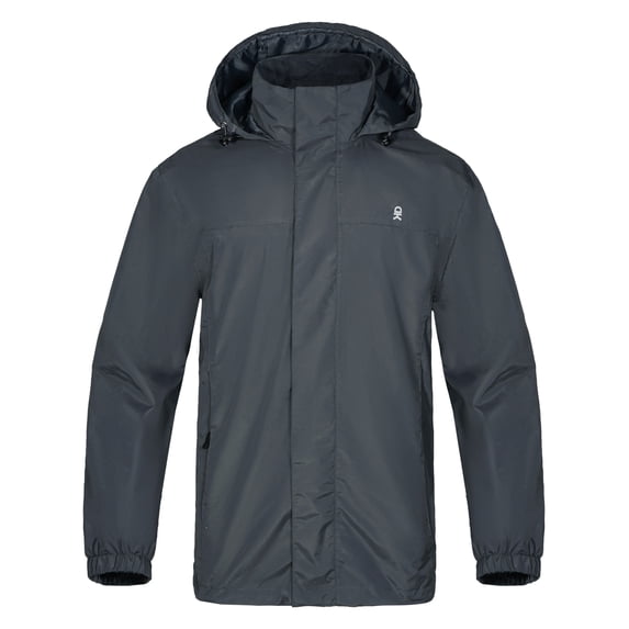 Little Donkey Andy Mens Waterproof Rain Jacket with Hood, Durable UV Protection Raincoat Breathable for Outdoor Hiking (Iron Grey XL)