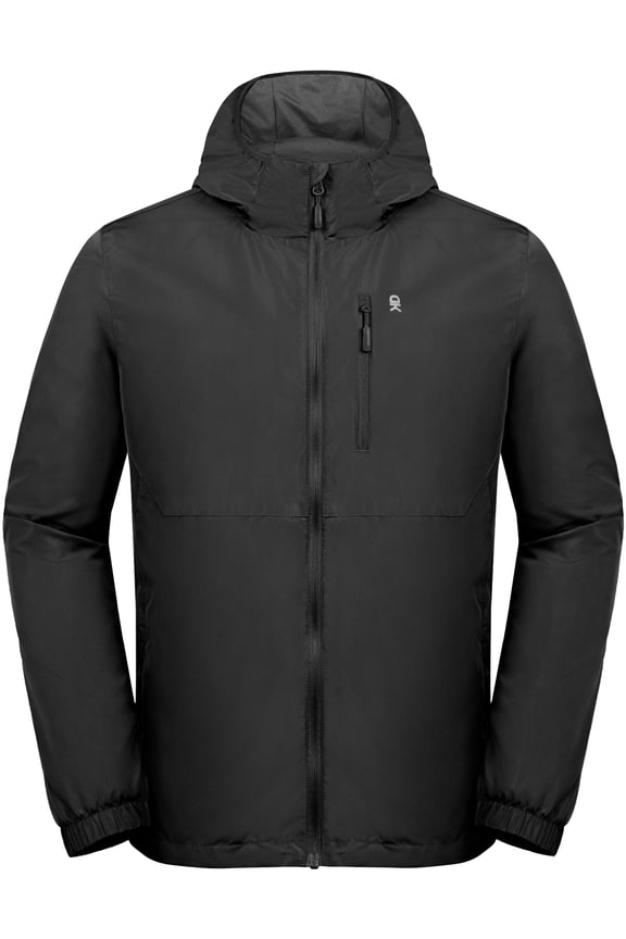 Mens Windbreak Jacket, Quick Drying Water Repellent Light Jackets for Men Wrinkle Reduction (Black XXL)