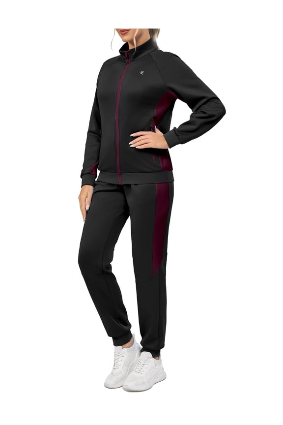 Women's Quick-Dry 2-Piece Sweatsuit Set - Stretch, Breathable, Durable for Gym Workout (Black XS)