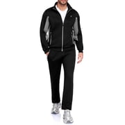 Little Donkey Andy Mens 2 Piece Full Zip Tracksuit Set, 4 Way Stretch Breathable Athletic Outfit with Reflective Details & Zipper Pockets, for Gym Running Outdoor, Black L