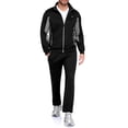 thumbnail image 1 of Little Donkey Andy Men's 2 Piece Full Zip Tracksuit Set, 4 Way Stretch Breathable Athletic Outfit with Reflective Details & Zipper Pockets, for Gym Running Outdoor, Black 2XL, 1 of 9