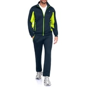 Little Donkey Andy Mens 2 Piece Full Zip Tracksuit Set, 4 Way Stretch Breathable Athletic Outfit with Reflective Details & Zipper Pockets, for Gym Running Outdoor, Blue Green M