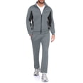 thumbnail image 1 of Little Donkey Andy Men's 2 Piece Full Zip Tracksuit Set, 4 Way Stretch Breathable Athletic Outfit with Reflective Details & Zipper Pockets, for Gym Running Outdoor, Dark Gray L, 1 of 9