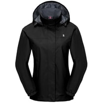 Little Donkey Andy Waterproof Rain Jacket for Women, UV Protection Lightweight Hooded Raincoat for Hiking, Travel (Black XS)
