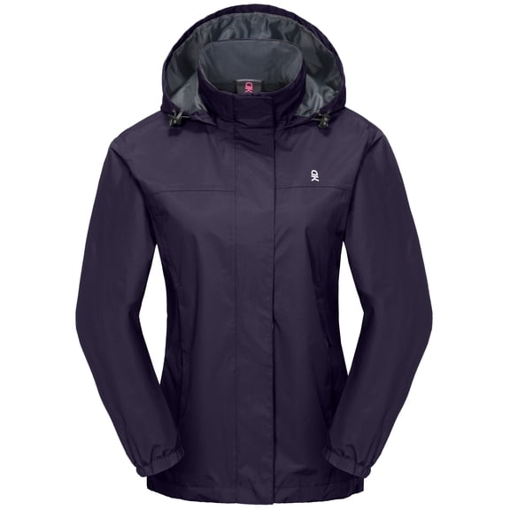 Little Donkey Andy Waterproof Rain Jacket for Women, UV Protection Lightweight Hooded Raincoat for Hiking, Travel (Dark Purple XS)