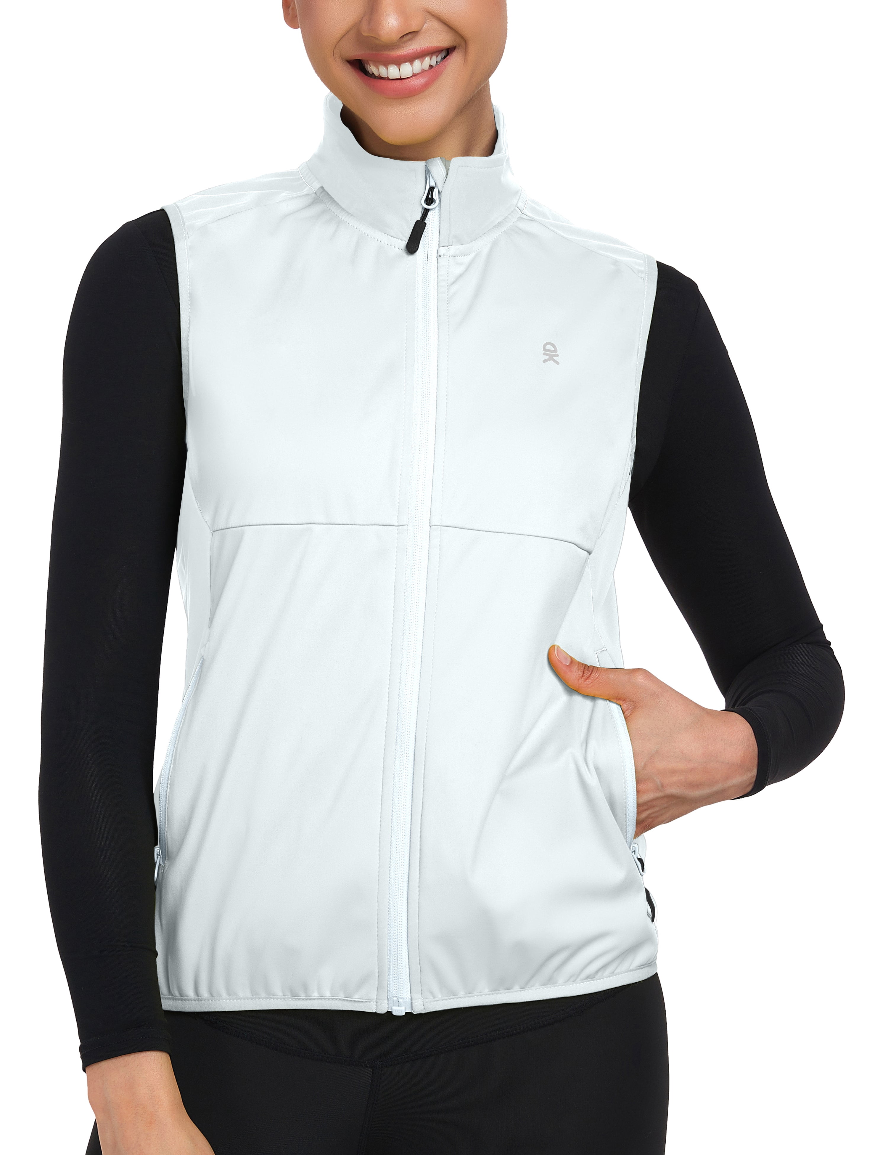 Little Donkey Andy Windproof Sleeveless Vest Jacket for Women, Water-Repellent Stretch Sports Vest for Cycling, Running (White XS)