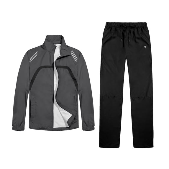Little Donkey Andy Women Lightweight Running Jacket 2 Pieces Set, Full Zip Track Sports Suits for Cycling, UV Protection (Gray XS)