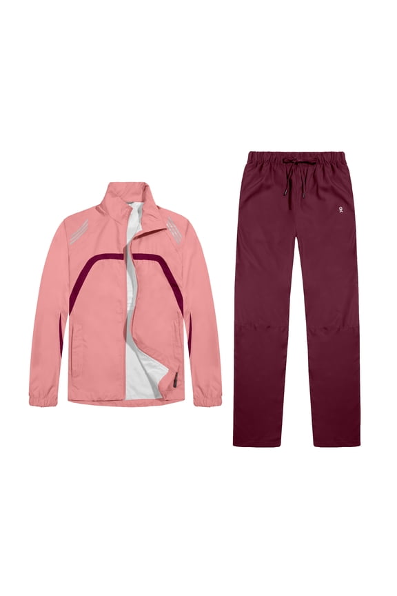 Women Lightweight Running Jacket 2 Pieces Set, Full Zip Track Sports Suits for Cycling, UV Protection (Peach Amber M)