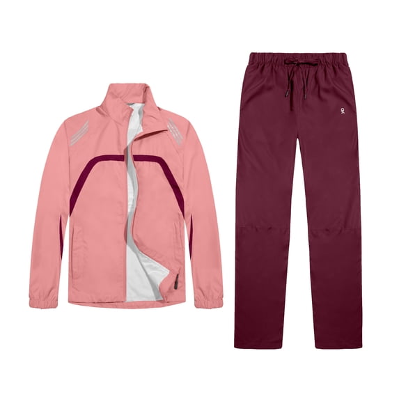 Little Donkey Andy Women Lightweight Running Jacket 2 Pieces Set, Full Zip Track Sports Suits for Cycling, UV Protection (Peach Amber S)