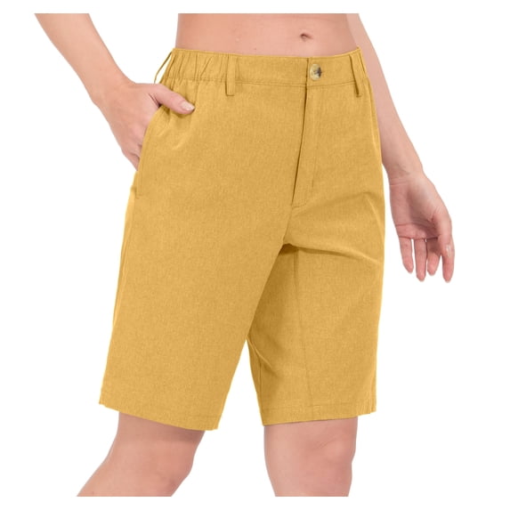 Little Donkey Andy Women's 10 Inch Bermuda Lightweight Quick Dry Shorts Stretch Golf Hiking Travel Turmeric Heather M
