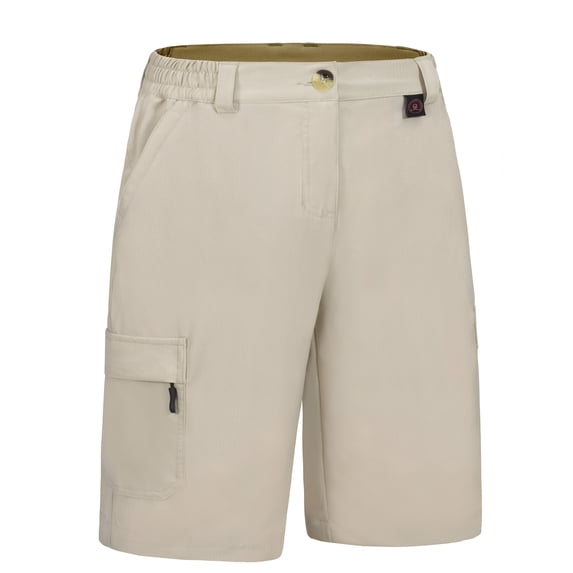 Little Donkey Andy Women's 10 Inches Quick Dry Hiking Cargo Shorts Lightweight Bermuda Golf Shorts Outdoor Travel Light Khaki Size S