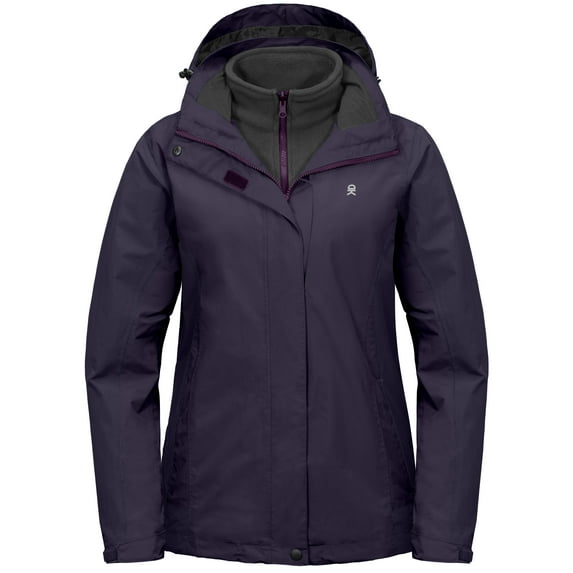 Little Donkey Andy Women's 3 in 1 Winter Ski Jacket Warm Fleece Liner Jacket Waterproof Windproof Snow Coat & Detachable Hood Purple M