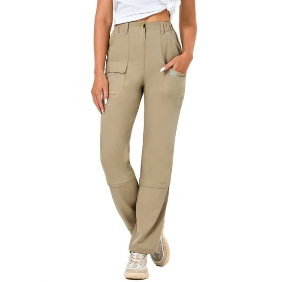 Little Donkey Andy Women's Convertible Hiking Pants Zip-Off Quick Dry Stretch Pants Travel Camping Fishing Khaki 2XL