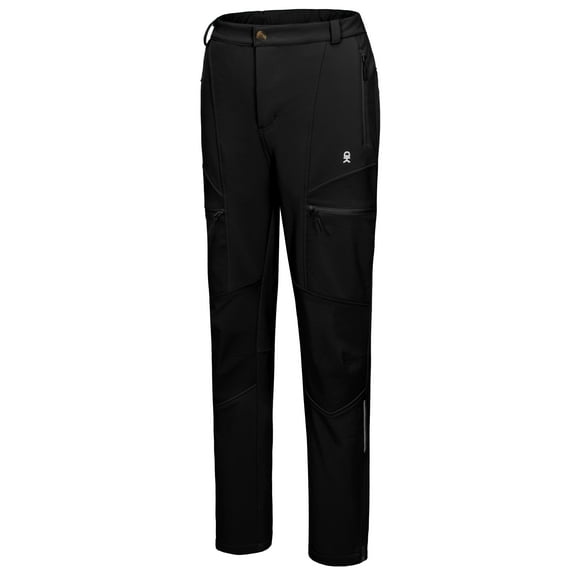 Little Donkey Andy Women's Fleece Lined Hiking Ski Snow Pants, Winter Windproof Softshell Pants, Warm and Water Repellent Black XS