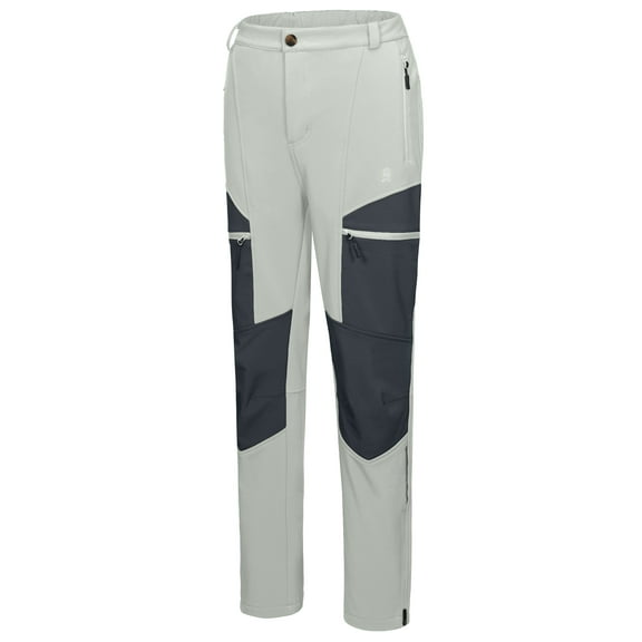 Little Donkey Andy Women's Fleece Lined Hiking Ski Snow Pants, Winter Windproof Softshell Pants, Warm and Water Repellent Light Gray L