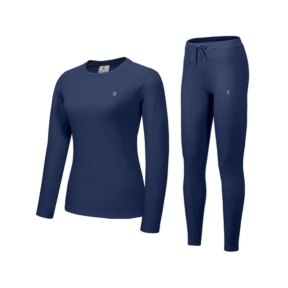 Little Donkey Andy Women's Fleece Lined Thermals Underwear Set Base Layer Long Johns Cold Weather Top Bottom Navy Peony Medium