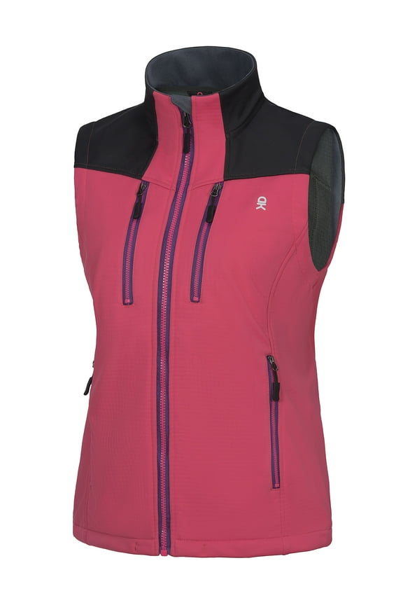 Women's Fleece Lined Vest,Lightweight Softshell Sleeveless Jacket for Running Hiking Golf Pink XL