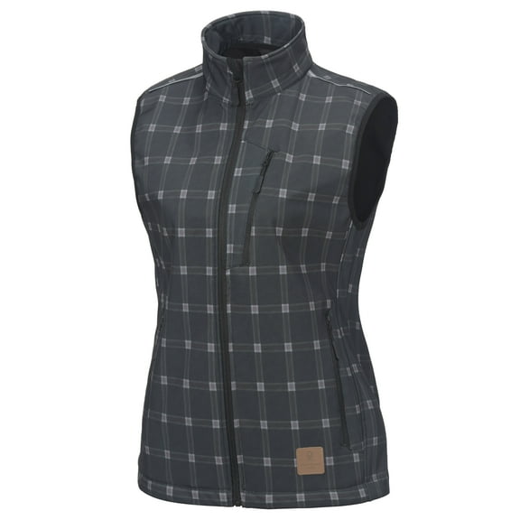 Little Donkey Andy Women's Fleece lined Softshell Vest Lightweight Windproof Sleeveless Jacket for Hiking Outdoor Travel Golf Black Plaid M