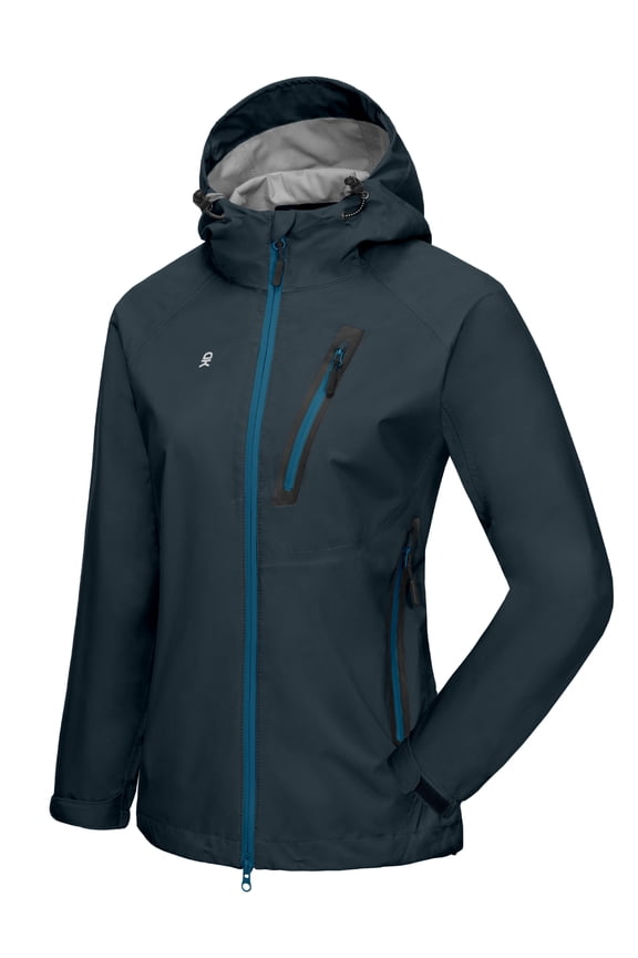 Women's High-performance Waterproof Rain Jacket Ultra Lightweight Outdoor Rain Coat Shell Black Blue XL