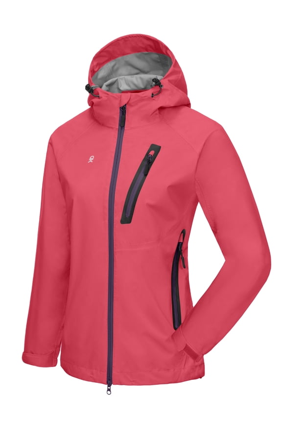 Women's High-performance Waterproof Rain Jacket Ultra Lightweight Outdoor Rain Coat Shell Watermelon XL
