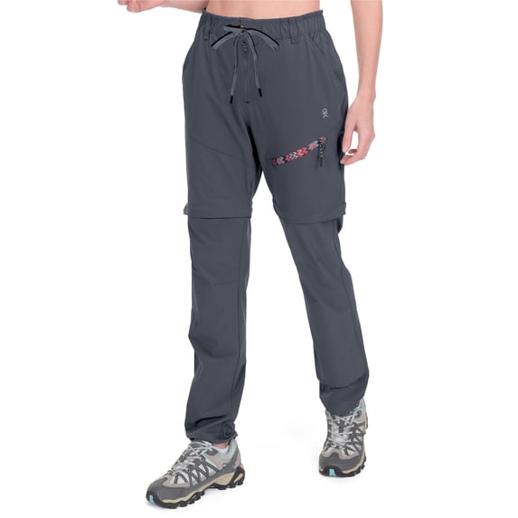 Women's Lightweight Zip Off Hiking Pants, Quick Dry UPF 50 with Zip Pockets for Travel Gray Size L