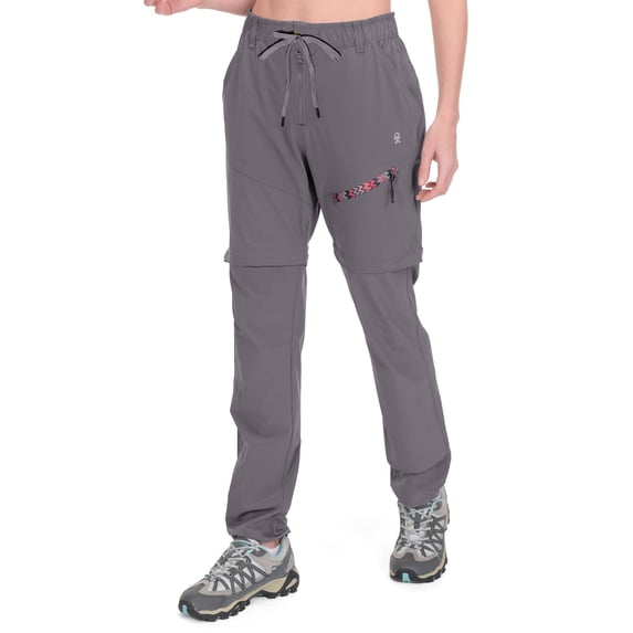 Women's Lightweight Zip Off Hiking Pants, Quick Dry UPF 50 with Zip Pockets for Travel Dark Grey Size 2XL