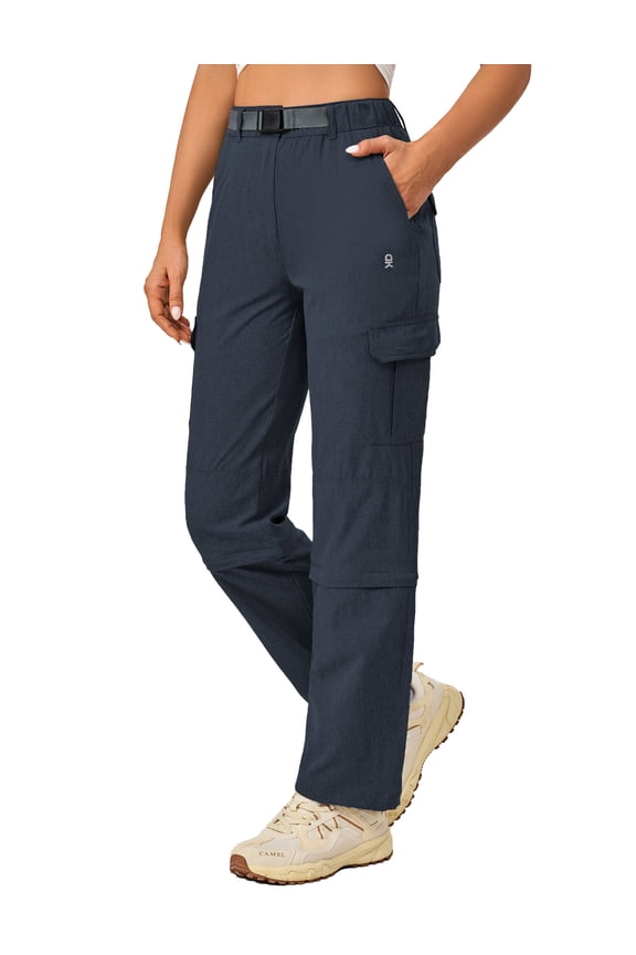 Women's Hiking Pants Quick Dry Convertible Pants, Lightweight Zip-Off Outdoor Travel Cargo Pants Black XS