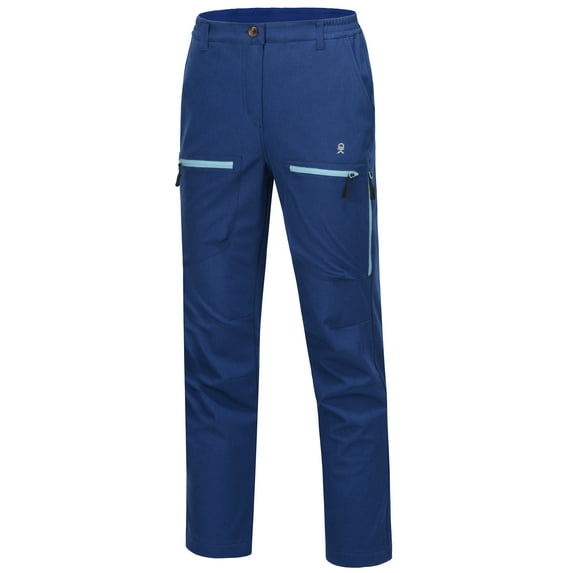 Little Donkey Andy Women's Hiking Snow Ski Pants Fleece Lined Cargo Pants Water Resistant Windproof Insulated Softshell Blue M