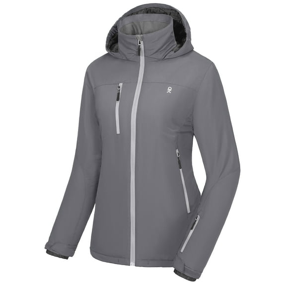 Little Donkey Andy Women's Insulated Jacket with Hood, Windproof Winter Ski Hiking Jacket, Lightweight and Water-Resistant (Grey S)