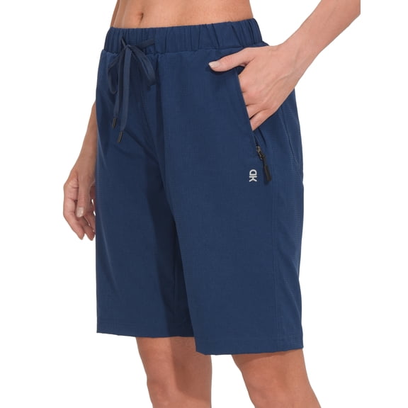Little Donkey Andy Women's Lightweight Breathable Hiking Shorts, Quick-Dry Golf Shorts with Zipper Pockets, Air-Holes Tech Dark Blue Heather S