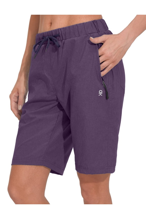 Women's Lightweight Breathable Hiking Shorts, Quick-Dry Golf Shorts with Zipper Pockets, Air-Holes Tech Purple Magic Heather M