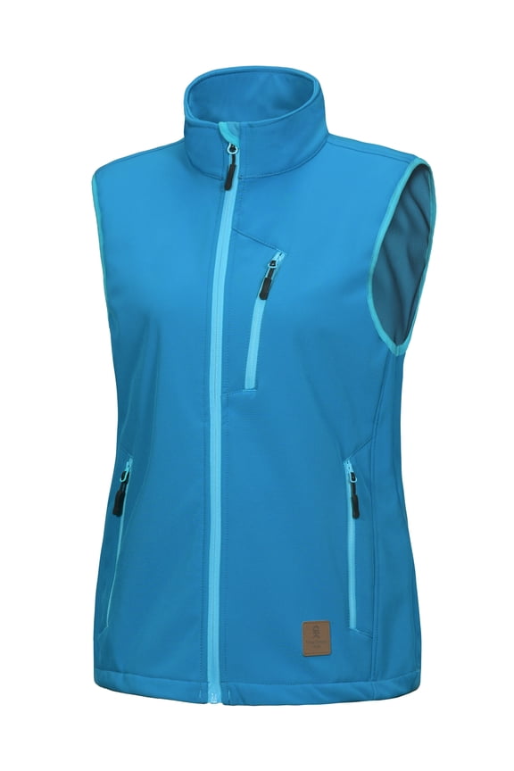 Women's Lightweight Fleece lined Softshell Vest Windproof Sleeveless Jacket for Hiking Travel Golf Swedish Blue S