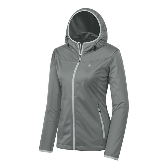 Little Donkey Andy Women's Lightweight Hooded Softshell Jacket for Running Travel Hiking, Windproof, Water Repellent Gray Size XL