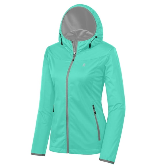 Little Donkey Andy Women's Lightweight Hooded Softshell Jacket for Running Travel Hiking, Windproof, Water Repellent Ice Green Size M