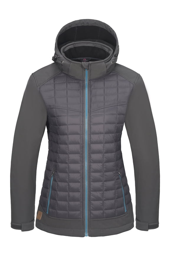 Women's Lightweight Insulated Hybrid Jacket for Hiking Running Ski Warm Gray M