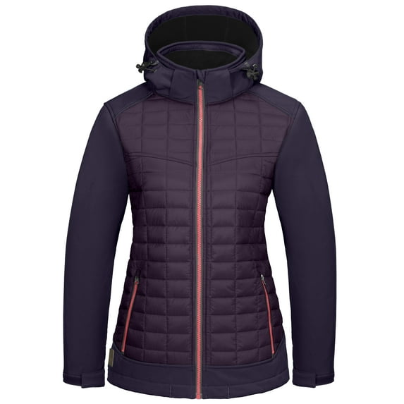 Little Donkey Andy Women's Lightweight Insulated Hybrid Jacket for Hiking Running Ski Warm Purple XXL