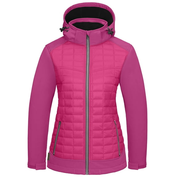 Little Donkey Andy Women's Lightweight Insulated Hybrid Jacket for Hiking Running Ski Warm Rose XL