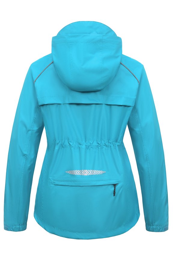Women's Lightweight Packable Cycling Jacket, Waterproof Windbreaker for Running & Biking Bright Blue L