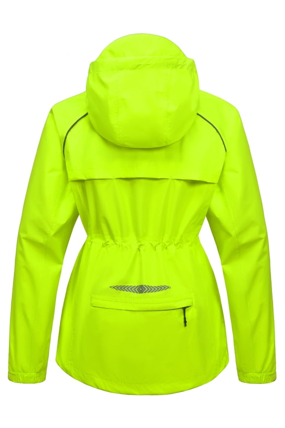 Women's Lightweight Packable Cycling Jacket, Waterproof Windbreaker for Running & Biking Fluorescent Green M