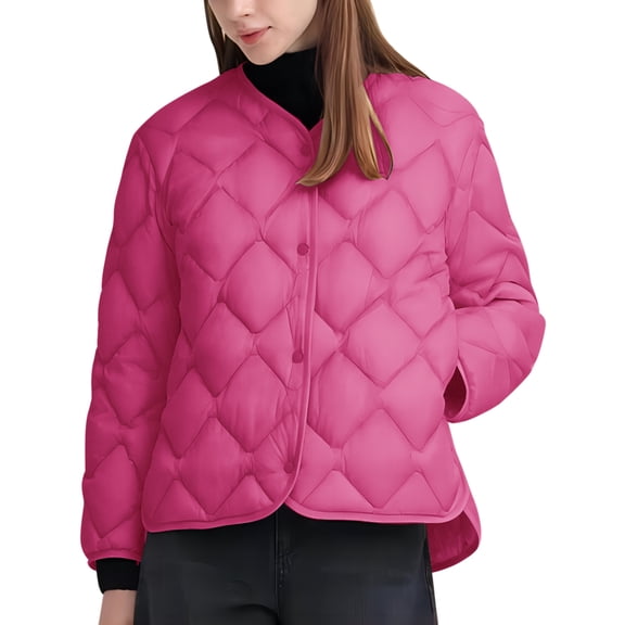 Little Donkey Andy Women's Lightweight Puffer Jacket with Recycled Insulation, Button Down Quilted Coats (Rose L)