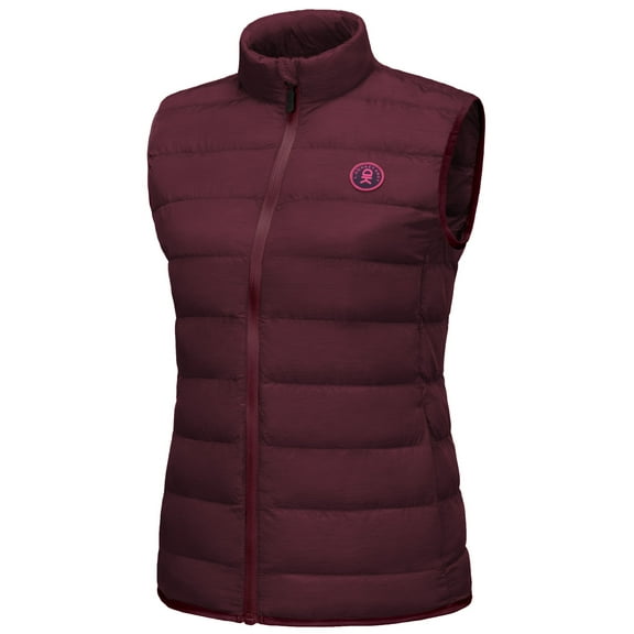 Little Donkey Andy Women's Lightweight Puffer Vest – Sleeveless Jacket for Golf, Hiking & Casual Winter Use, Dark Red Heather, XL